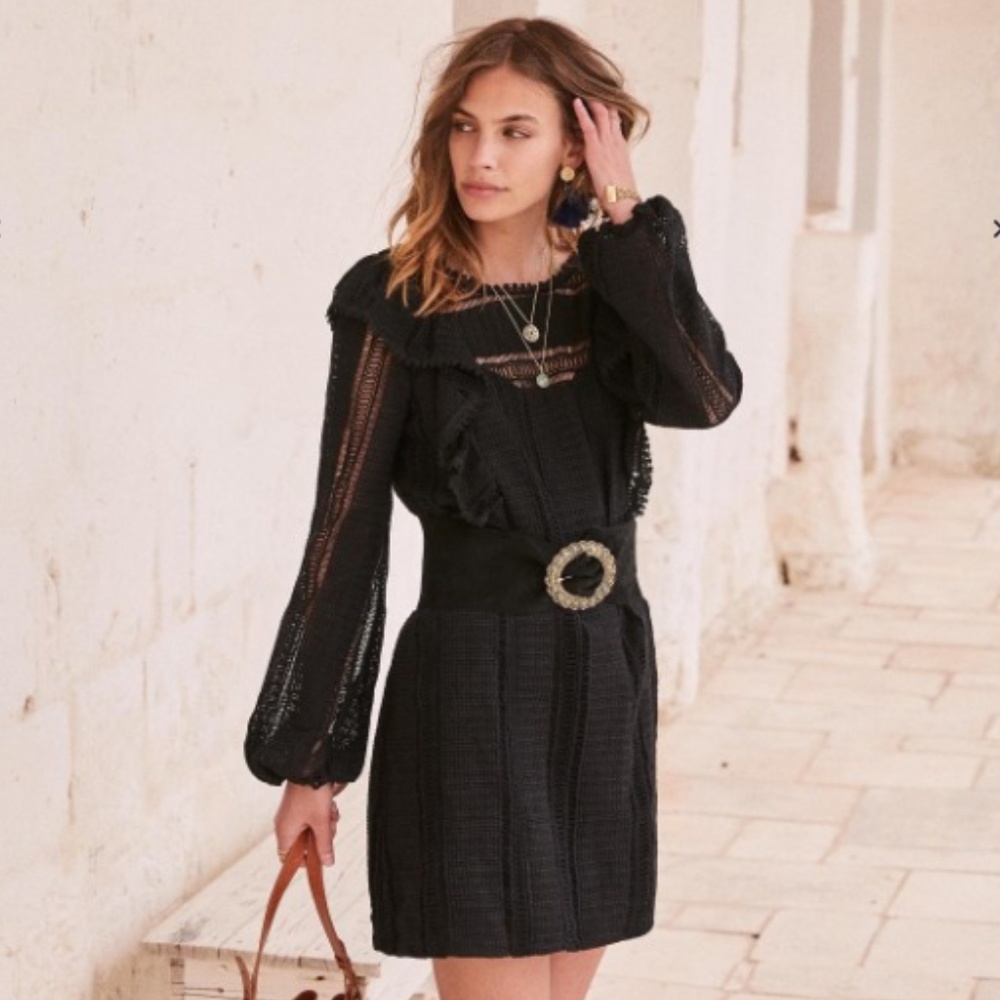 NWT Sézane Diana Short Dress - Black FR 34